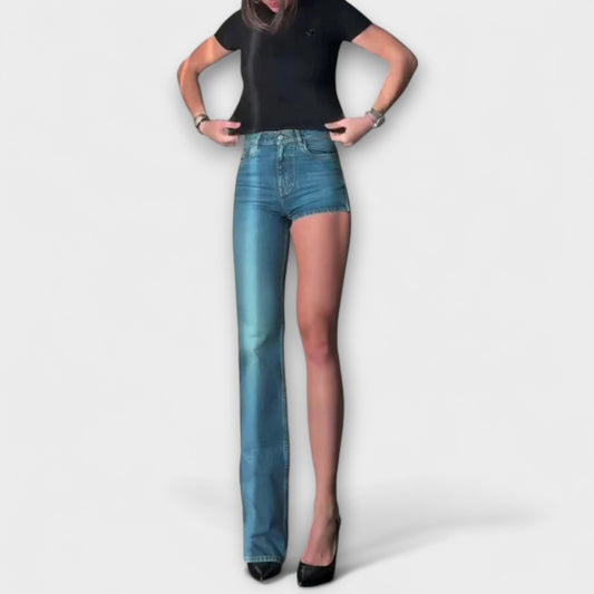 Asymmetrical Jeans with One Shoulder Strap