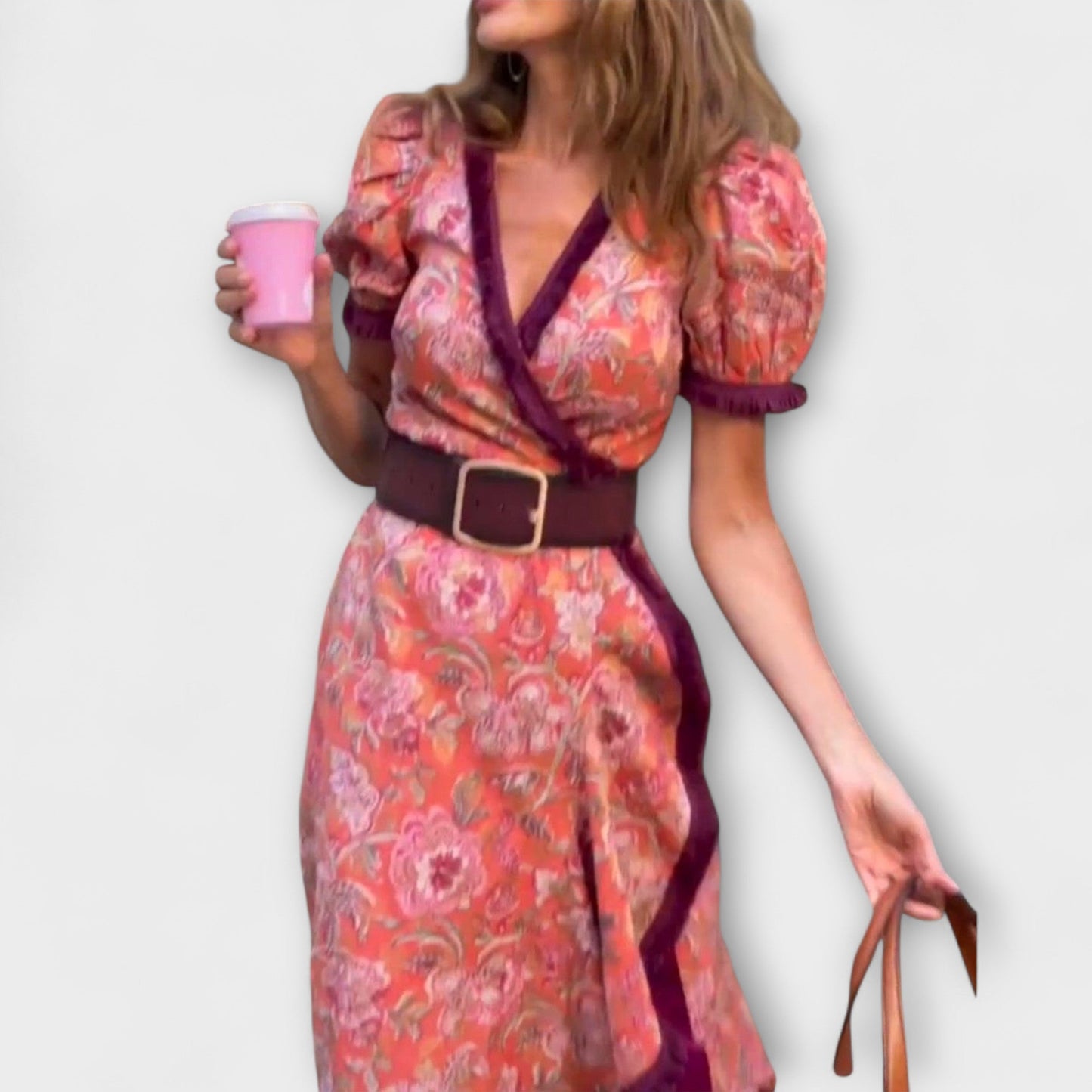 Elegant Pink Maxi Dresses with Short Sleeves