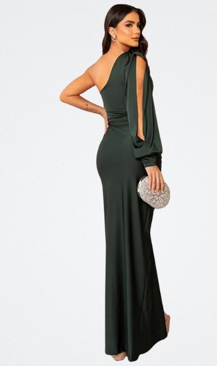 Val | Satin Dress with One Sleeve