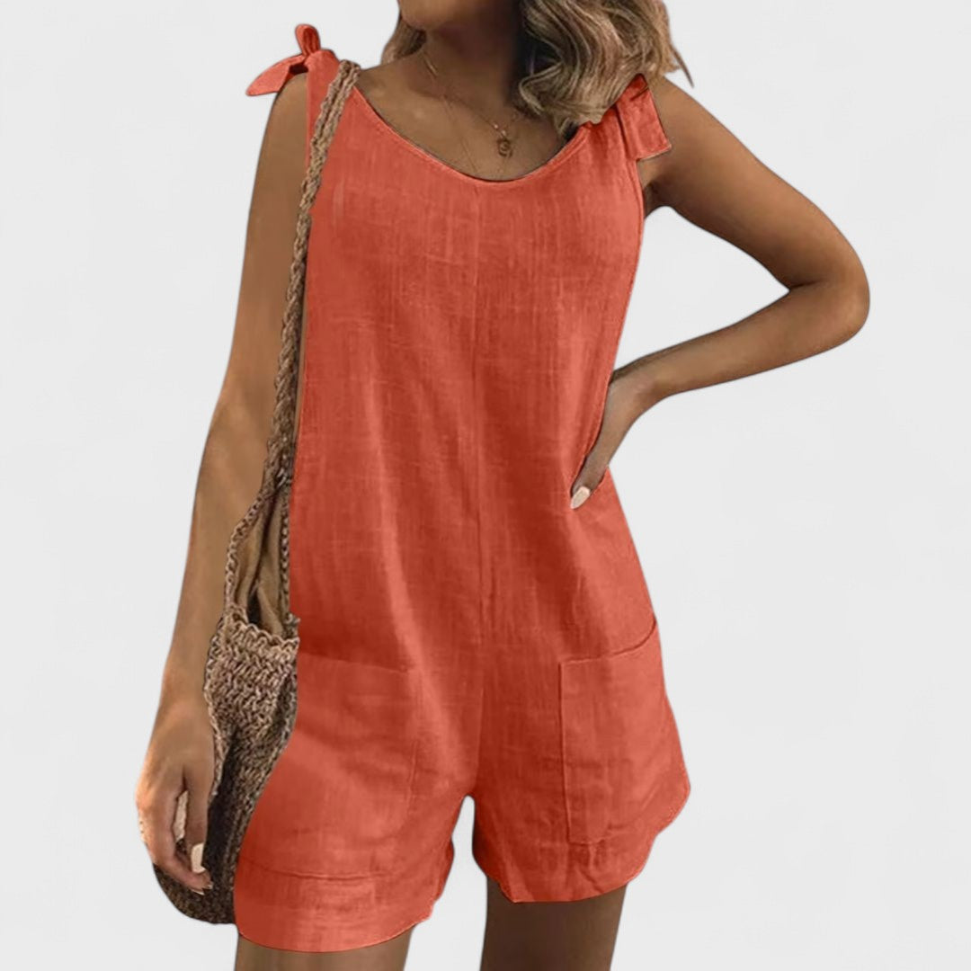 Sleeveless Cotton and Linen Jumpsuit