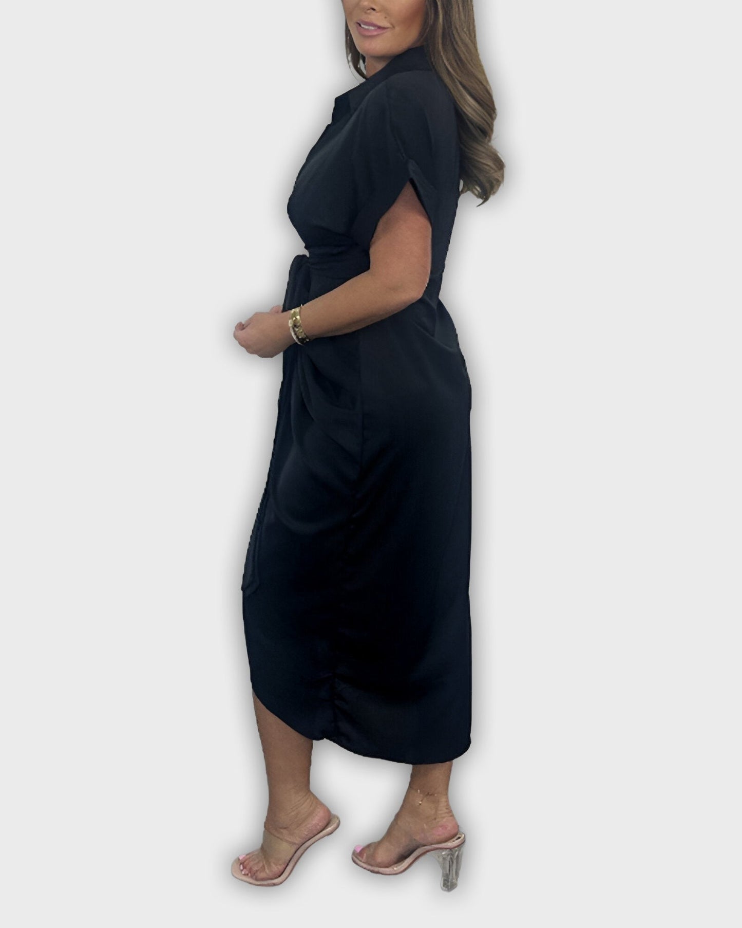 Elegant Catherine Dress with Pleated Waistline