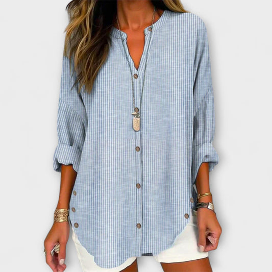 Lucida Top with V-Neck and Elegant Stripe Pattern