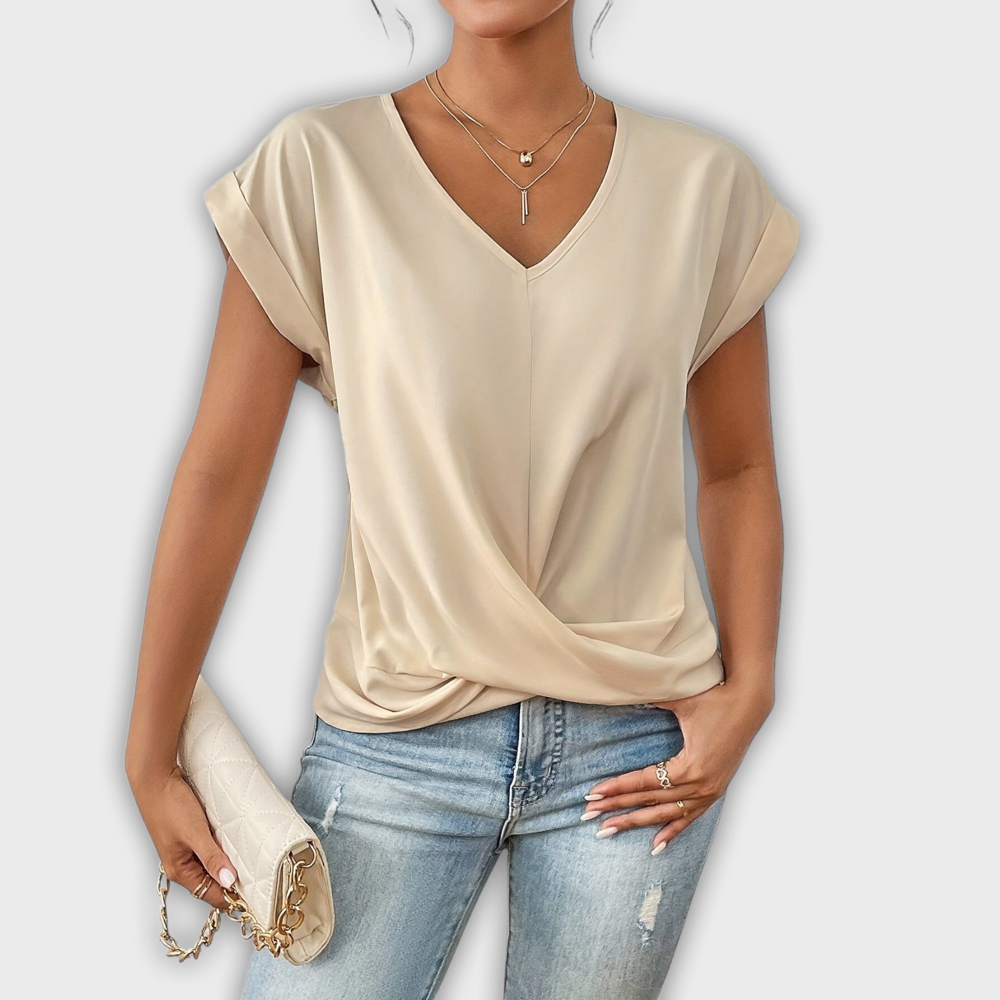 V-Neck Top with Knot Detail