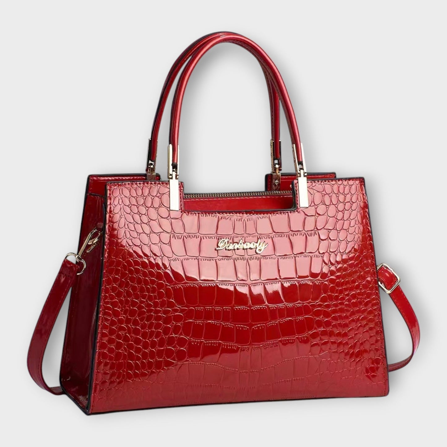 Laura's Glossy Crocodile Pattern Handbag