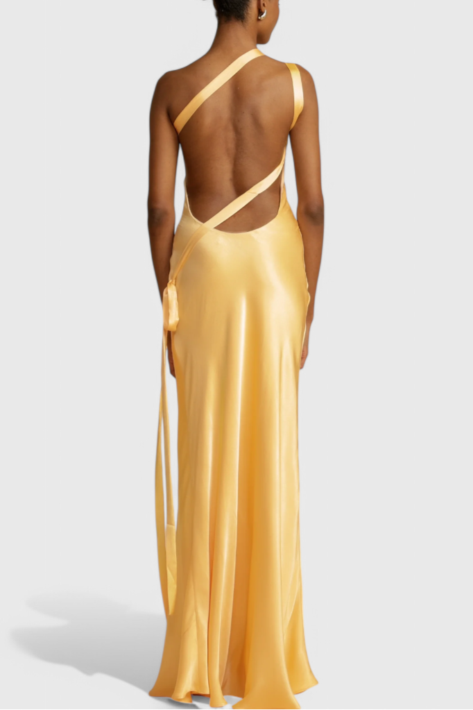 Maxi Dresses with Diagonal Straps and Open Back