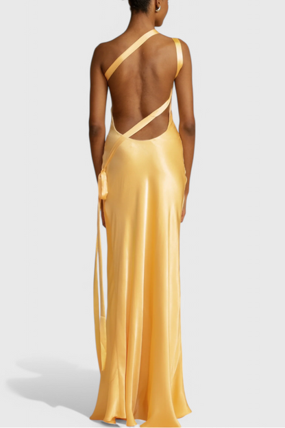 Maxi Dresses with Diagonal Straps and Open Back