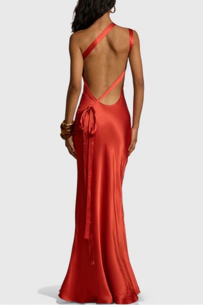 Maxi Dresses with Diagonal Straps and Open Back