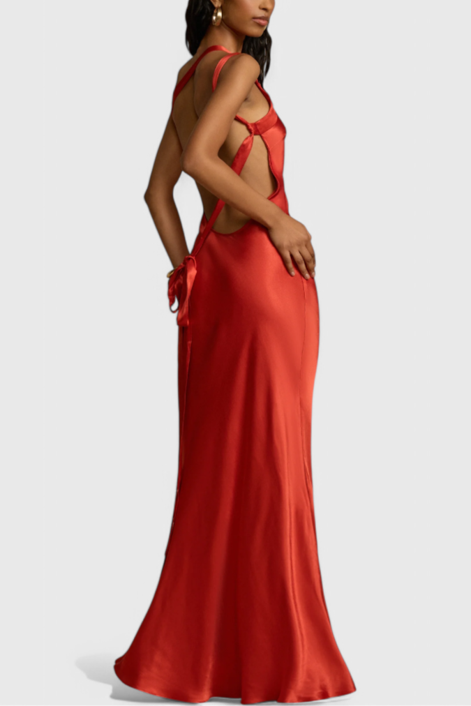 Maxi Dresses with Diagonal Straps and Open Back