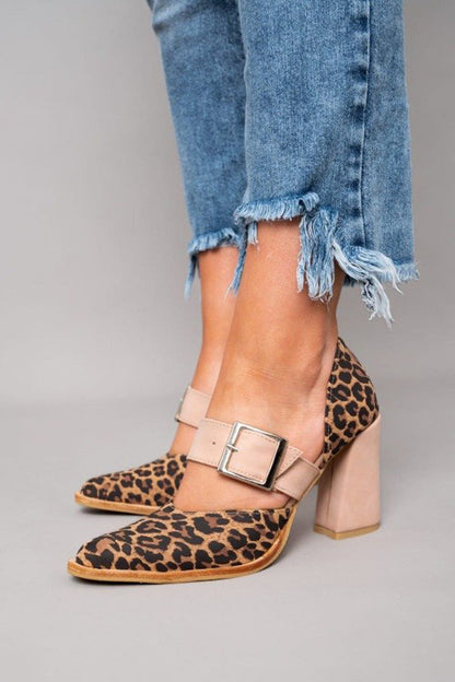 Sandal | Leopard Print Slip-On Sandals with Stable Heel