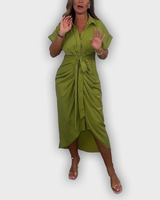 Elegant Catherine Dress with Pleated Waistline