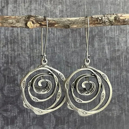 Retro Maze Silver Earrings
