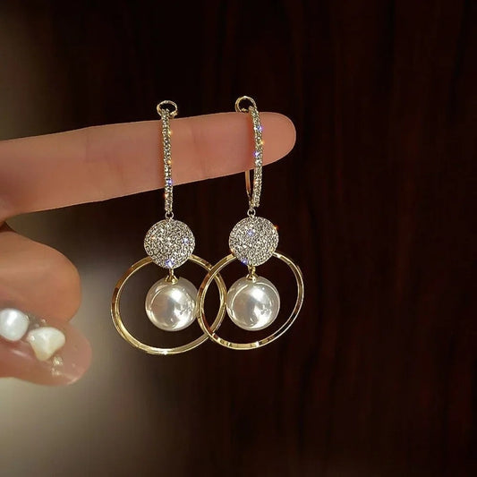 Designed Pearl and Zircon Earrings
