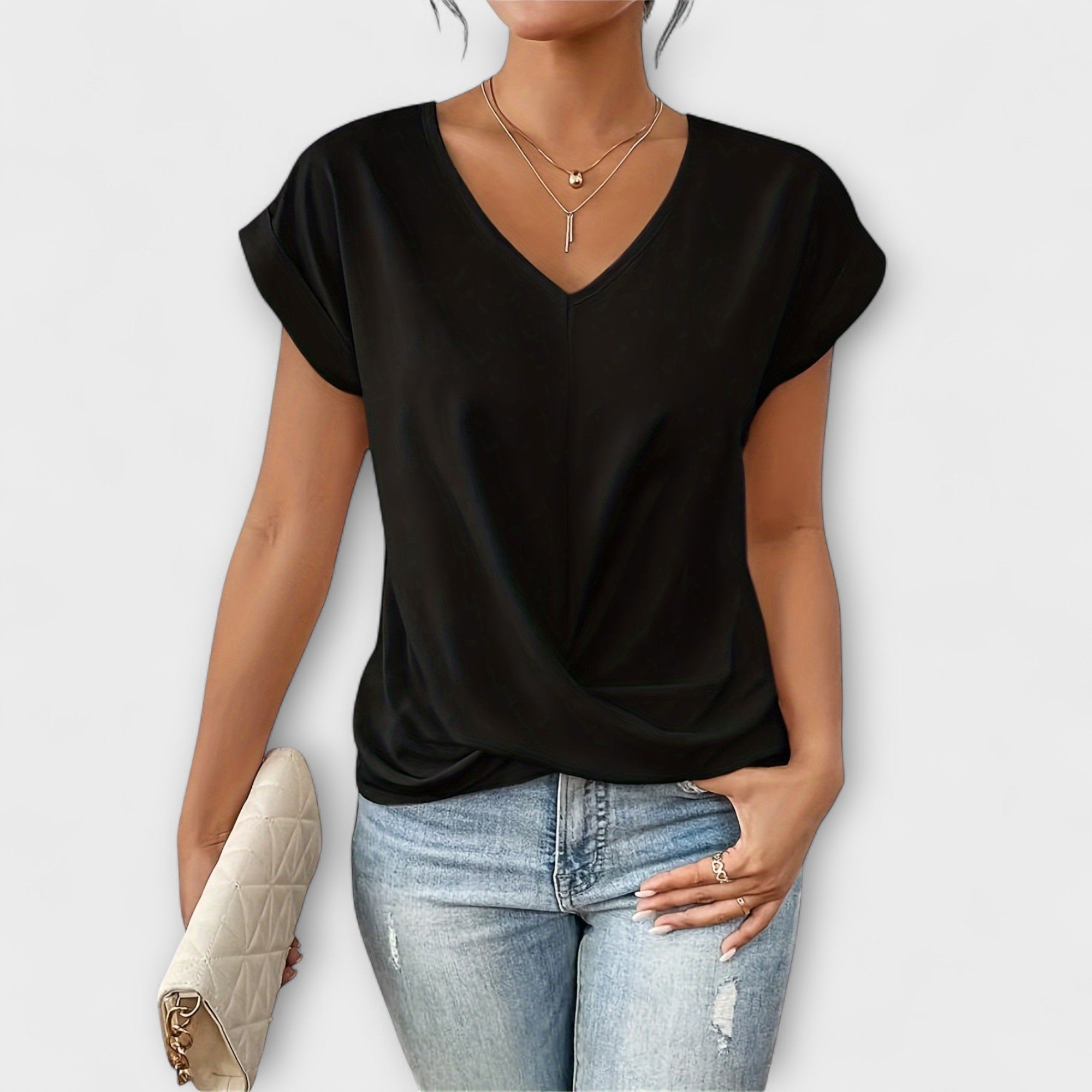 V Top with Button Details