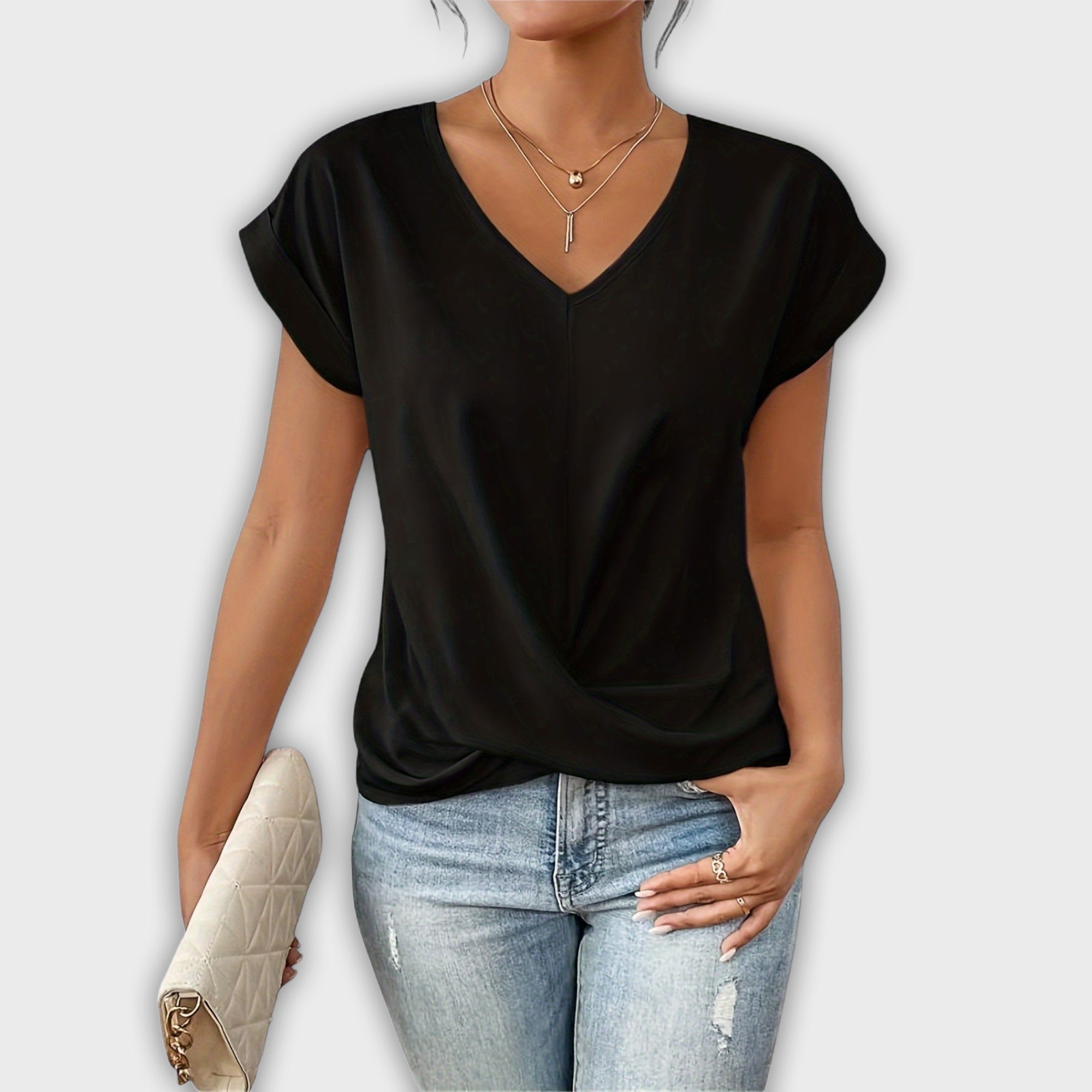 V-Neck Top with Knot Detail