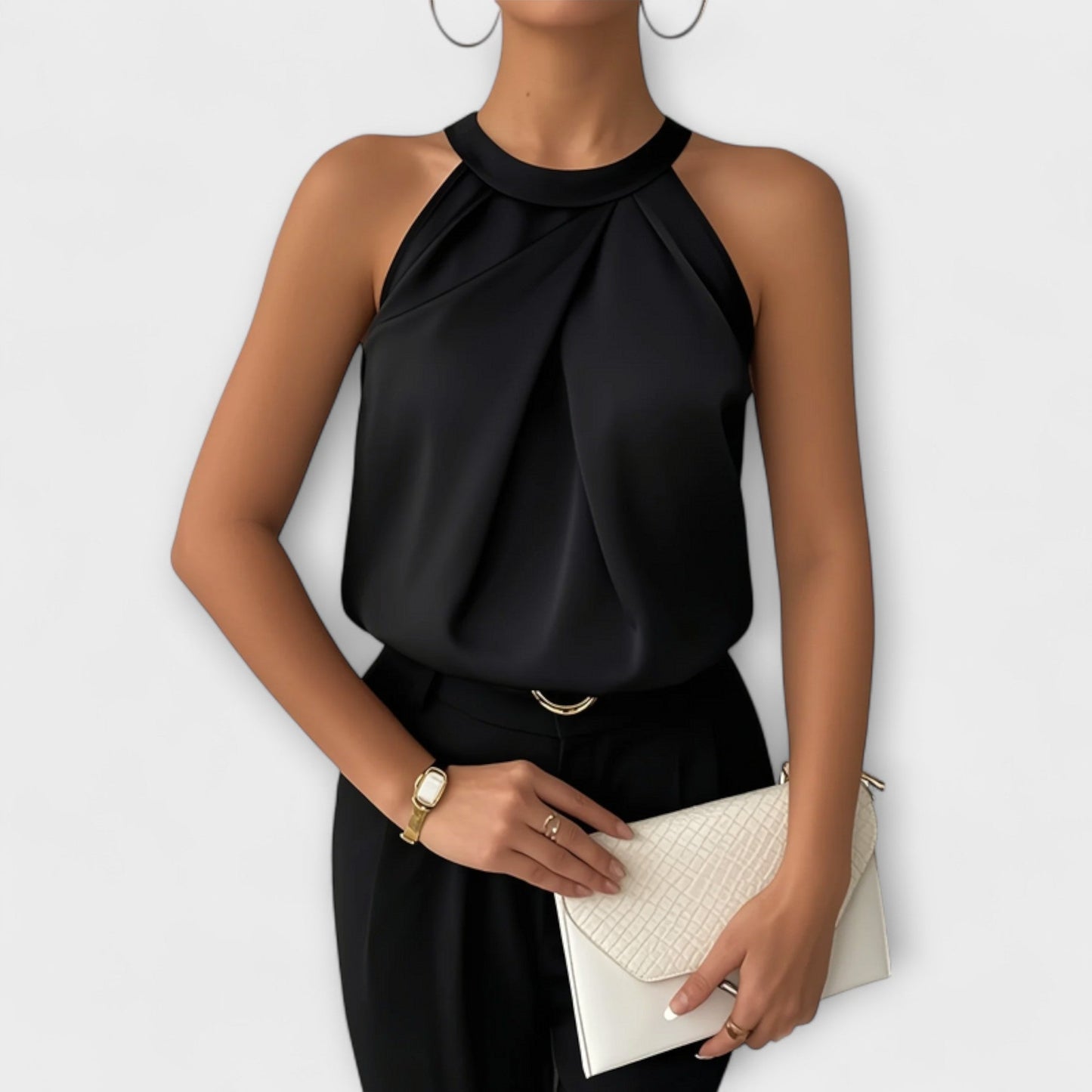Elegant Satin Top with Exposed Shoulders