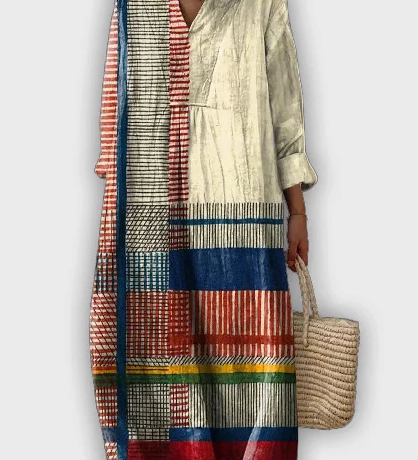 Geometric Dress with a Flowing Silhouette