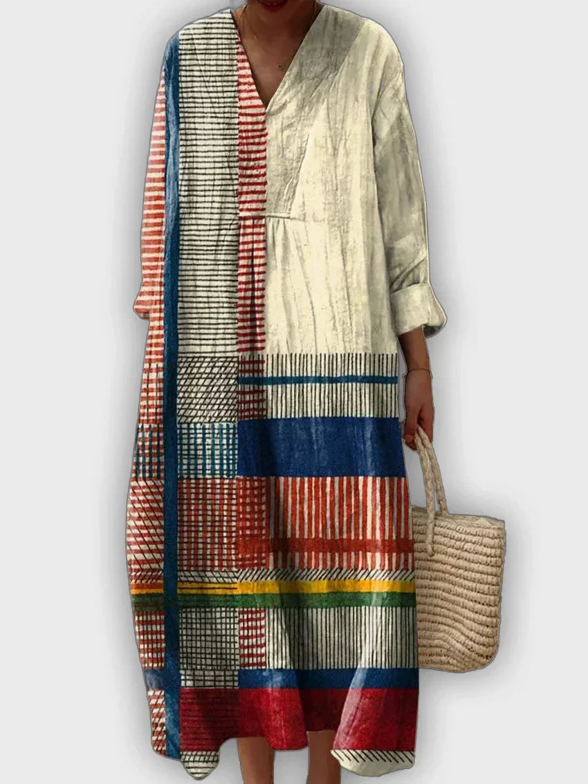 Geometric Dress with a Flowing Silhouette