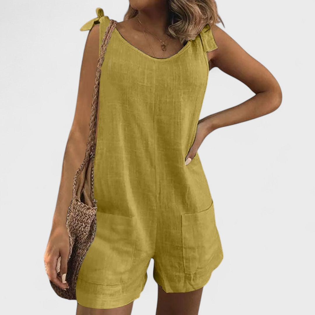 Sleeveless Cotton and Linen Jumpsuit
