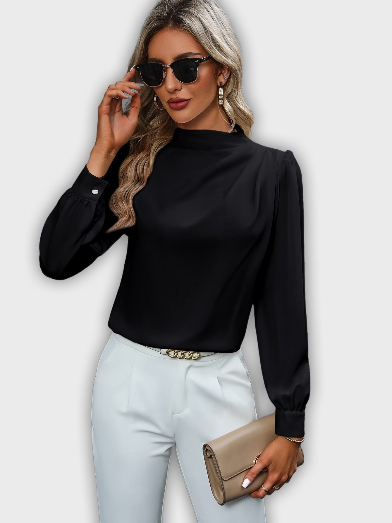 Elegant Shirt with High Collar