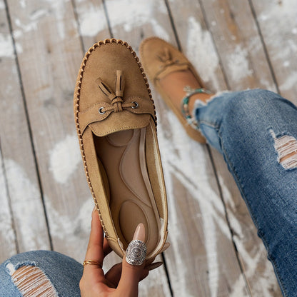 Nadine – Classic Loafer Shoes with Pom Poms