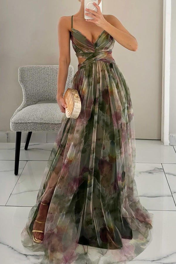 Gizel - Enchanting Maxi Dress with Floral Print