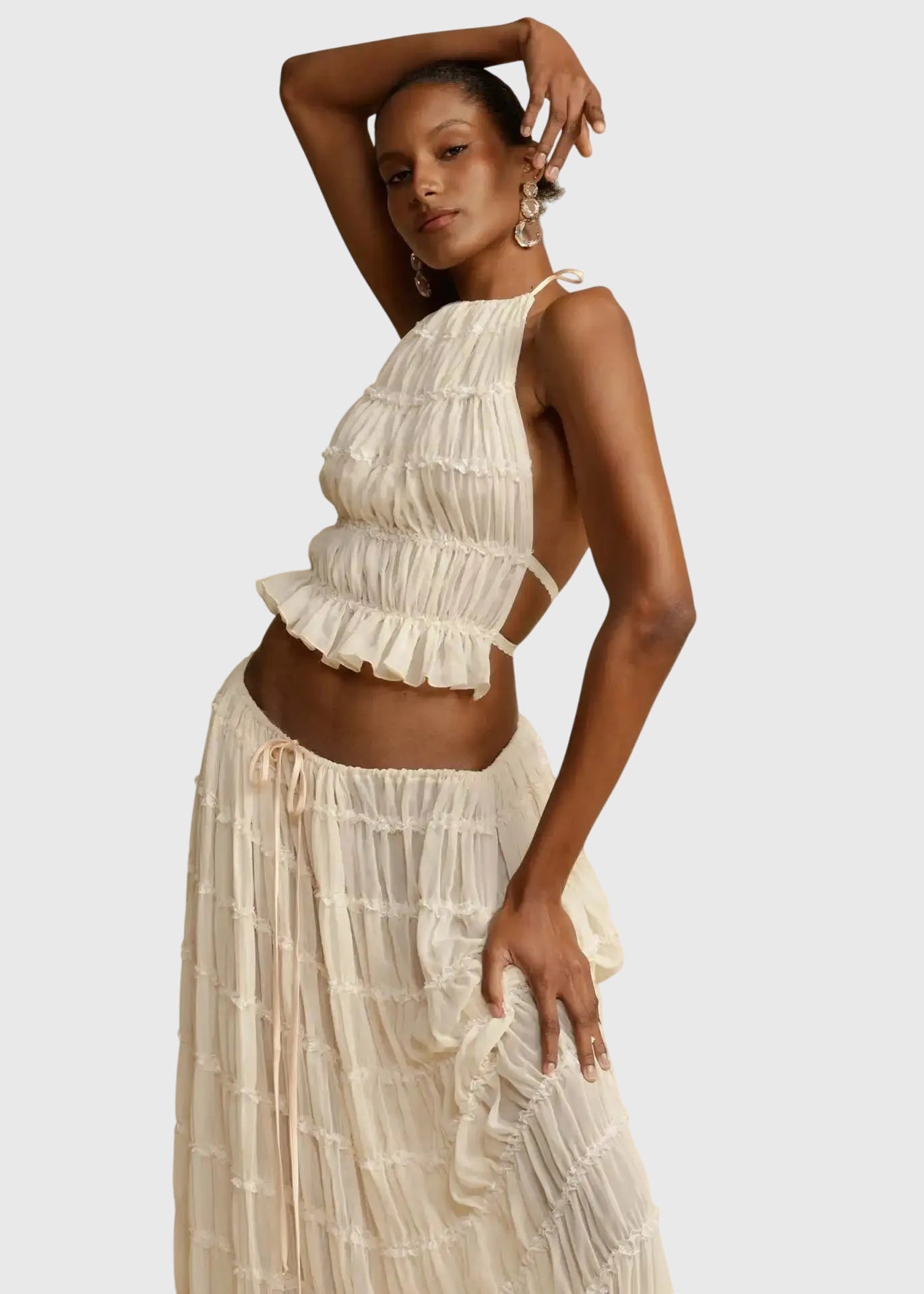 "Alesia" | Elegant summer dress with natural motifs.