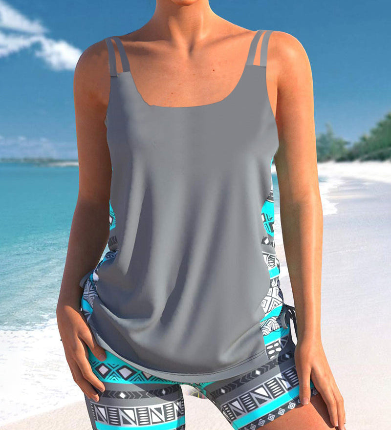 Soline | Tankini with Geometric Print and V-Neck Exposure
