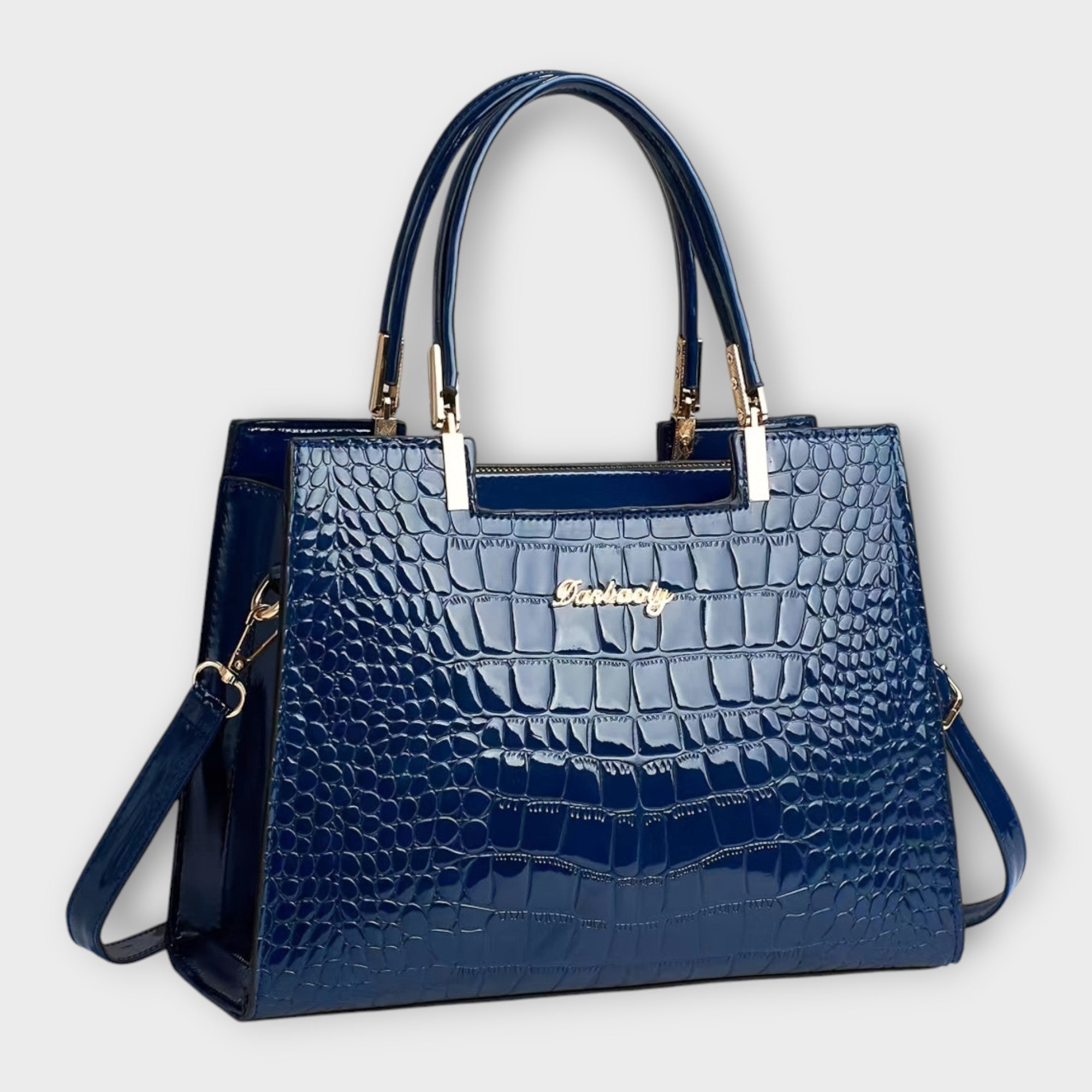 Laura's Glossy Crocodile Pattern Handbag