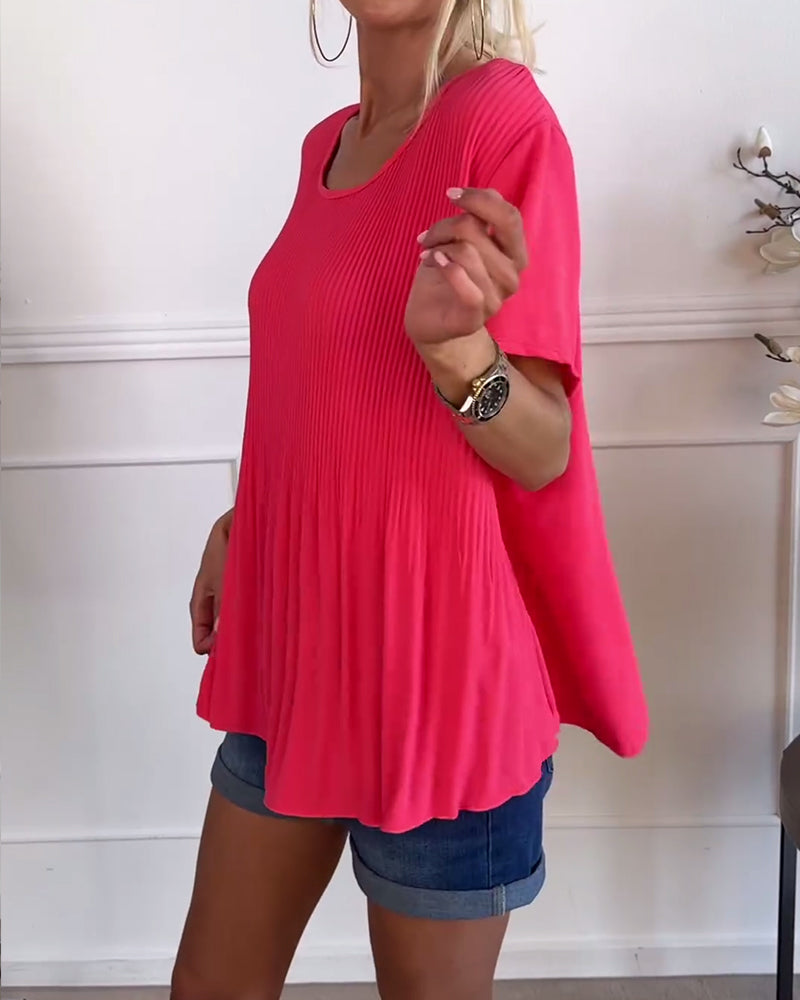 Blouse Shirt with Ruffled Cow Neck