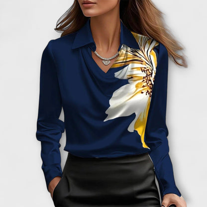 Shiny White Shirt with Pleated Collar