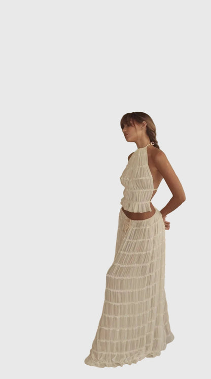 "Alesia" | Elegant summer dress with natural motifs.