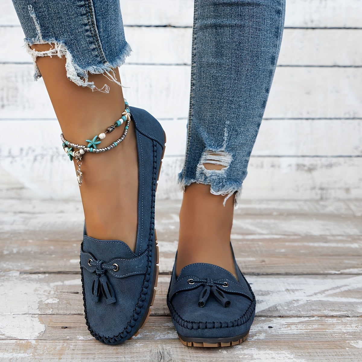 Nadine – Classic Loafer Shoes with Pom Poms