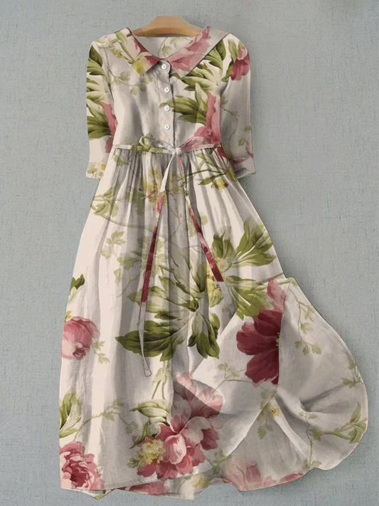 Bailey - Vintage Floral Dress with Waist Straps