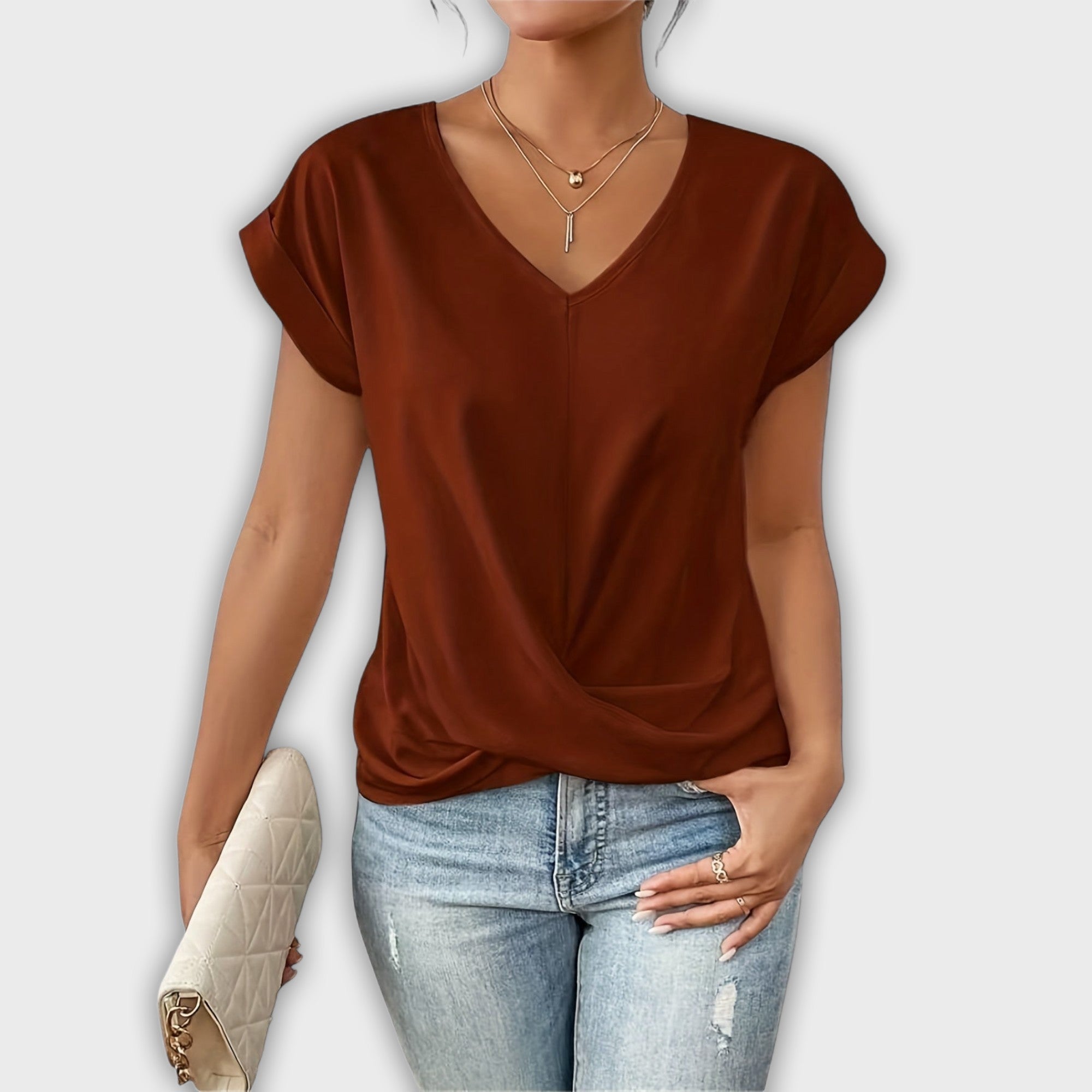 V-Neck Top with Knot Detail