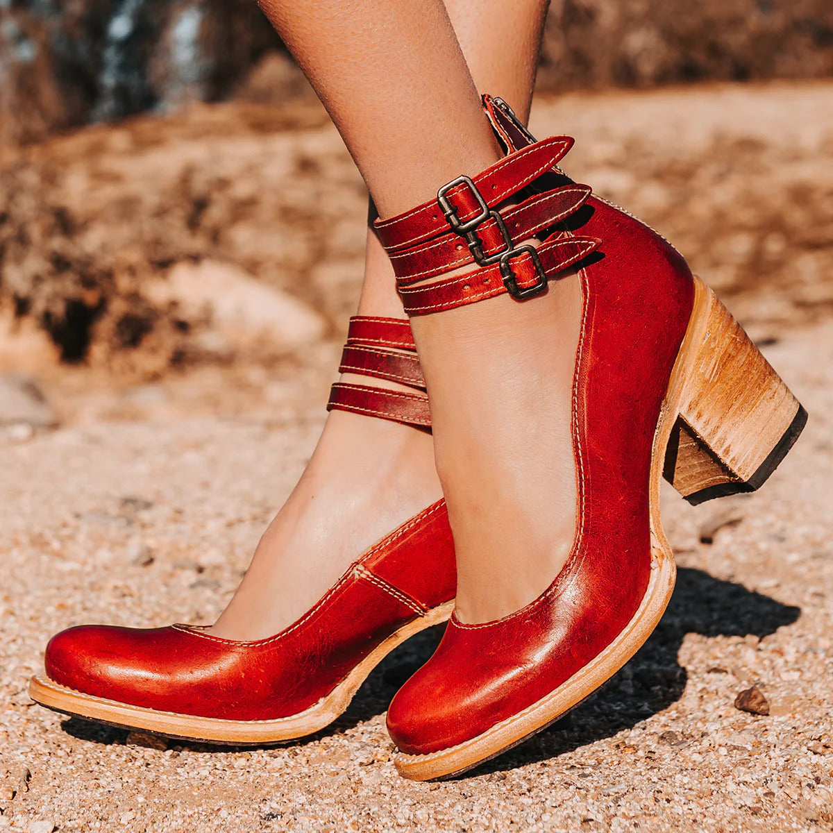Ginbra™ | Pump Shoes with Multiple Straps and Thick Sole