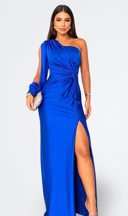 Val | Satin Dress with One Sleeve