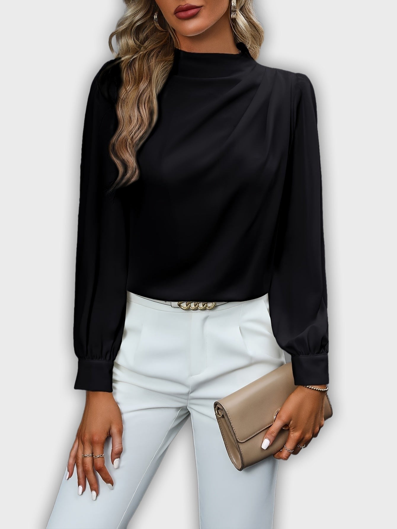 Elegant Shirt with High Collar