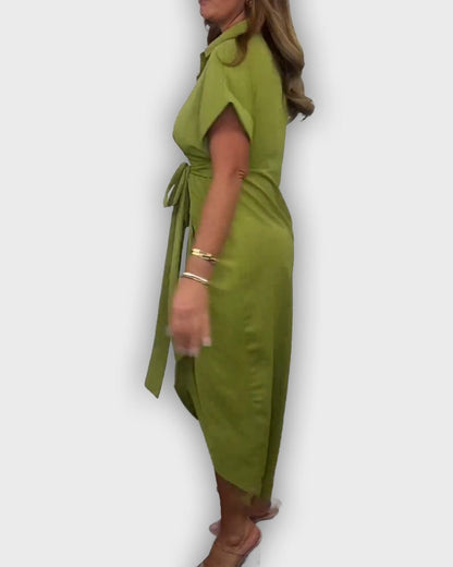 Elegant Catherine Dress with Pleated Waistline