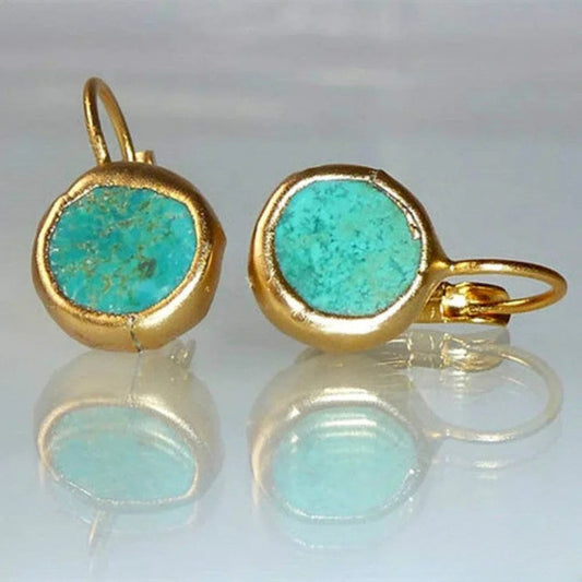 Vintage Gold Earrings with Turquoise