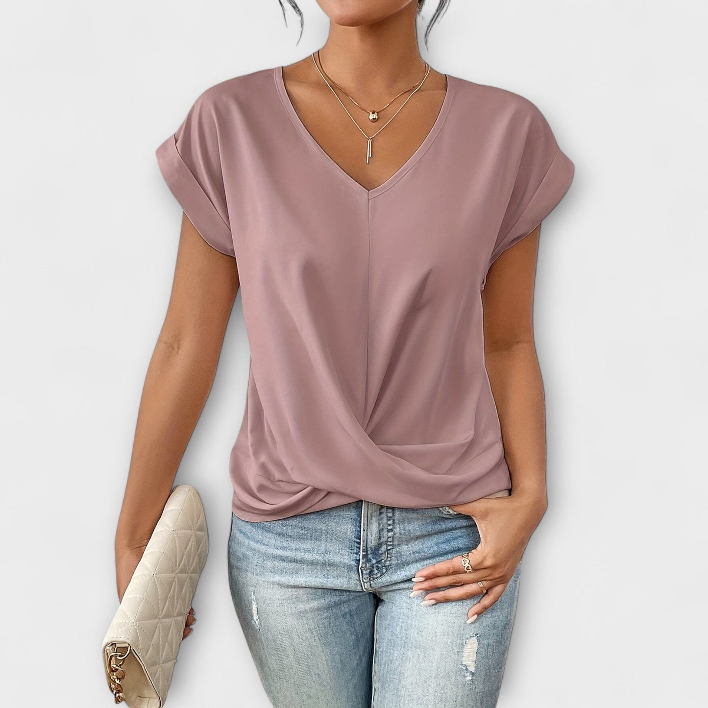 V Top with Button Details