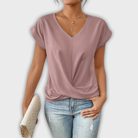 V-Neck Top with Knot Detail