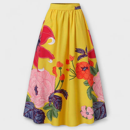 High-Waisted Maxi Skirt with Floral Pattern