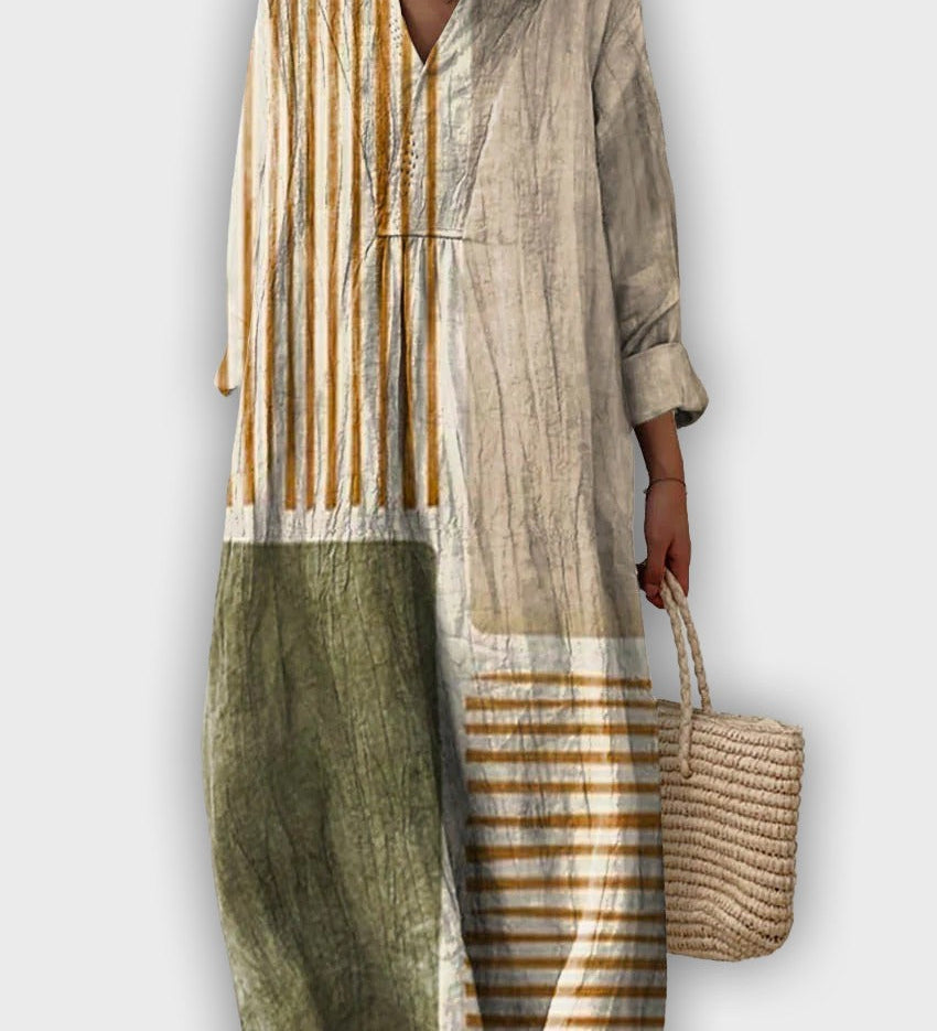 Geometric Dress with a Flowing Silhouette