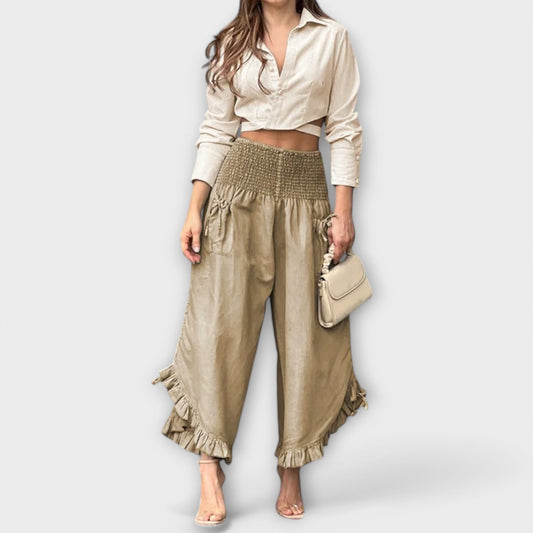 Loose Linen Pants with Trendy Pleats
