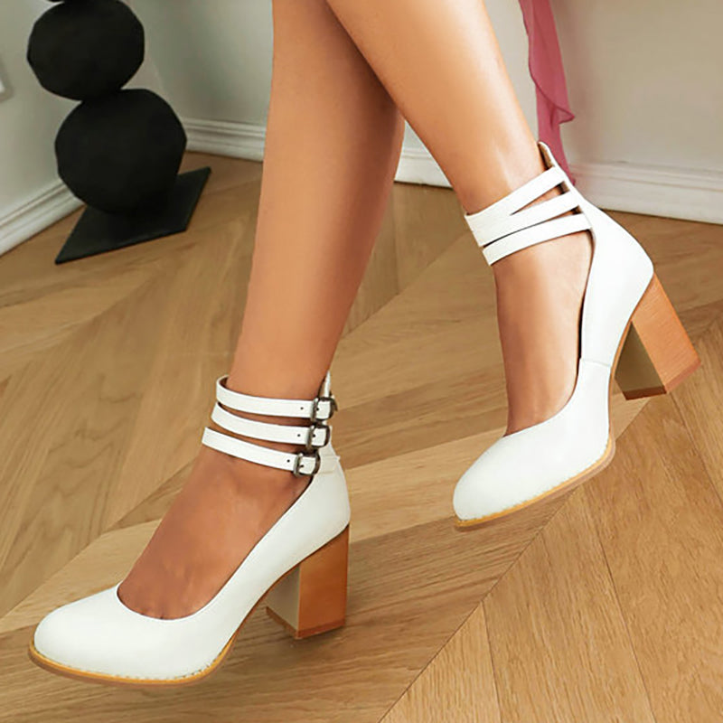 Ksilada | Plain sandals with ankle strap and thick sole