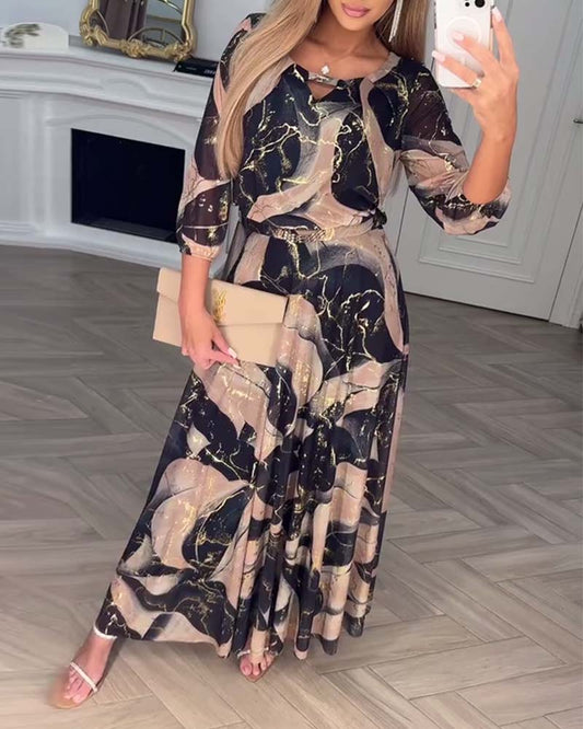 Kay | Elegant Maxi Dress with Subtle Print