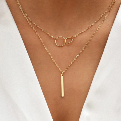 Retro Gold Pendant with Double Circles