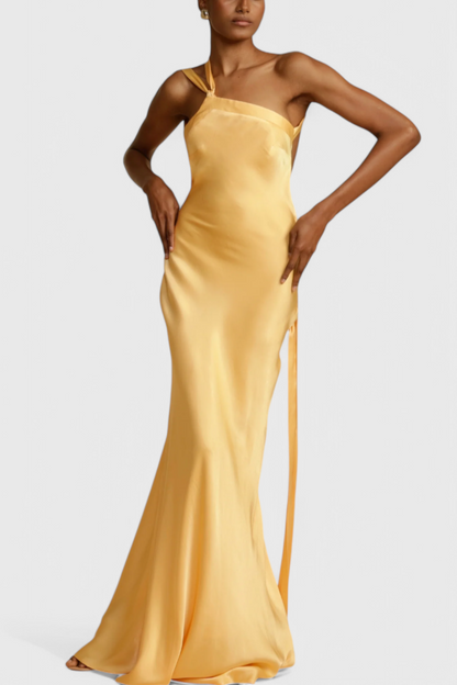 Maxi Dresses with Diagonal Straps and Open Back