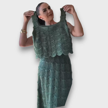 Lunara – Two-Piece Set with Knitted Pattern from the Top and Skirt