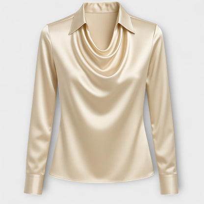 Shiny White Shirt with Pleated Collar